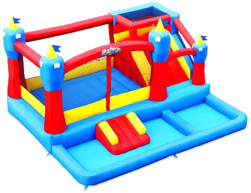 Blast Zone Misty Kingdom - Inflatable Combo Bounce House with Blower - Premium Quality - Holds 6 Kids - Wet/Dry - With Slide